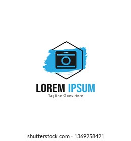 Photography logo template design. Photography logo with modern frame isolated on white background