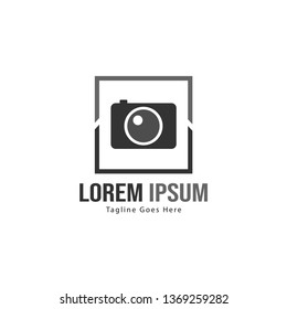 Photography logo template design. Photography logo with modern frame isolated on white background