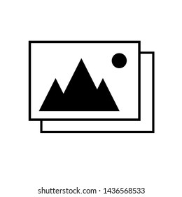Photography logotype, web icon, abstract picture of mountain landscape. Tourism, sightseeing  pictogram.