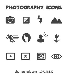 photography mode icons, mono vector symbols