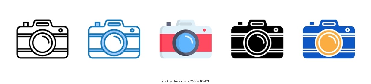 Fotografía de múltiples iconos de estilo Ilustración vectorial de diseño.
