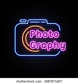 photography neon sign. neon style