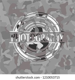 Photography on grey camo pattern