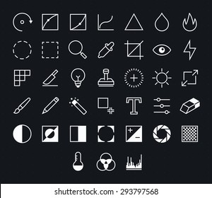 Photography Outline vector icons for web and mobile. Thin 2 pixel stroke