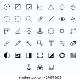 Photography Outline vector icons for web and mobile. Thin 2 pixel stroke