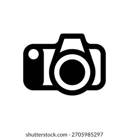 Photography. Outlined stroke vector icon with black-filled details.