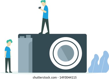 photography and photographer. beauty capture. mirrorless camera vector