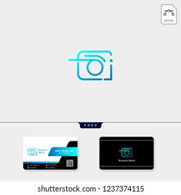 photography, photographer, camera logo template vector illustration, free business card design template