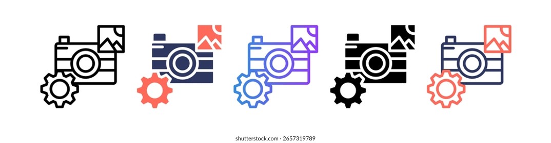 Ícone do processo de fotografia Ilustração de vetor múltiplo