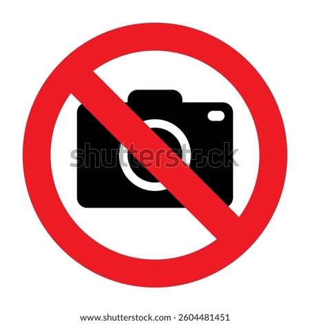 Photography is prohibited. No photography allowed zone. No camera zone. Stop taking photos symbol.

