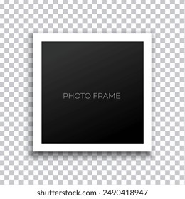 Photography of a retro blank with a shadow on a transparent background. Foto Frame. Vector