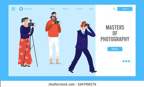 Photography School Website Design, Advanced Level Course, Vector Illustration. Digital Photography Workshop, Creative Hobby Class. Online Education For Professional Photographer, Landing Page Template