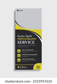 Photography service standee roll up banner template design