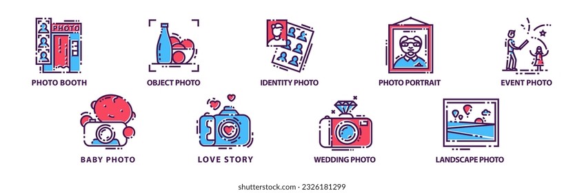 Photography Service and Studio Graphic Icons Vector Set