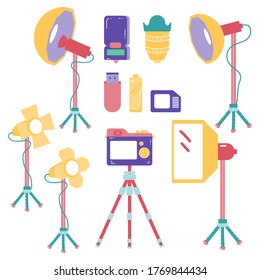 photography set equipment flat design