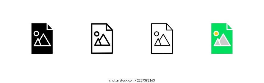 Photography set icon. Gallery, image, slideshow, portrait, camera, filter, effect, picture. Film concept. Vector icon in line, black and colorful style on white background