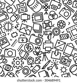 Photography Sketchy Hand Drawn Icon Pattern Background 