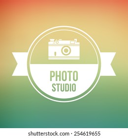 photography studio label on abstract background