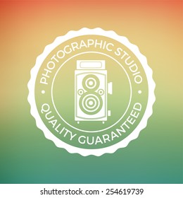photography studio label on abstract background