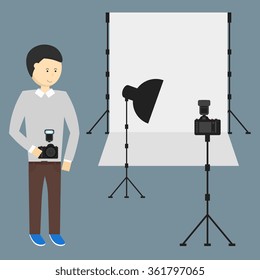 Photography Studio With A Light Set Up