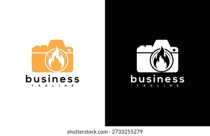Photography Studio Logo Creative Camera Flame Icon Hot Photo Business Brand Symbol.