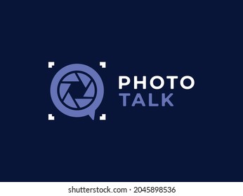 concepto de diseño de logotipo de charla fotográfica