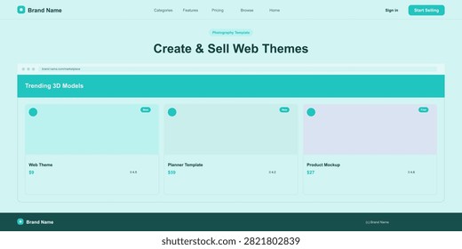 Photography template to create and sell web themes. Trending 3d models including web theme, planner template, and product mockup.