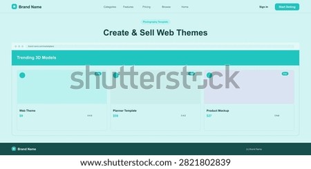 Photography template to create and sell web themes. Trending 3d models including web theme, planner template, and product mockup.