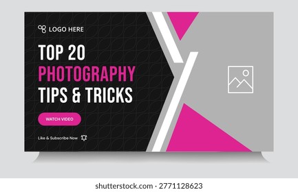 Photography Tips and Tricks: A visually striking promotional image, perfect for a video or online content, designed to attract viewers with its bold typography.