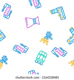 Photography Tool And Accessory Vector Seamless Pattern Color Line Illustration