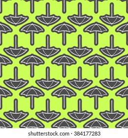 Photography Umbrella seamless pattern. Photography Studio Equipment. Vector seamless pattern for flyer, banner, ad, package. Hand drawn, pen and ink