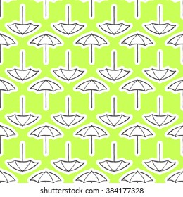 Photography Umbrella seamless pattern. Photography Studio Equipment. Vector seamless pattern for flyer, banner, ad, package. Hand drawn, pen and ink