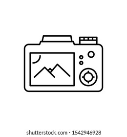 photography vector icon. dslr camera with isolated white background. color can be changed. line style