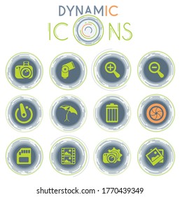 Photography vector icons on white background with dynamic lines for animation for web and user interface design