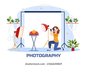 Photography Vector Illustration with Camera and Equipment to Capture Travel, Tourism, Adventure and Memories in a Flat Cartoon Background Design
