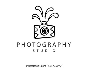 Photography vector logo badge, Photo Studio emblem, elegant logotype template, vintage style. Business identity