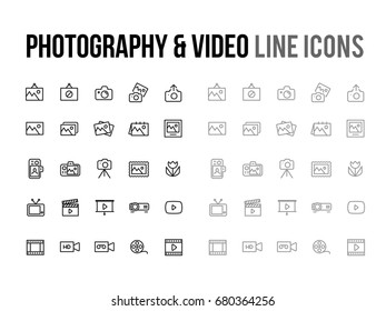 Photography & Video vector line icon for app, mobile website responsive 