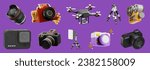 photography and videography collection 3d icon in a purple background 