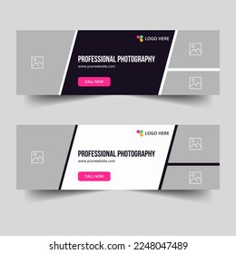 Photography web banner template design for social media posts, creative banner design