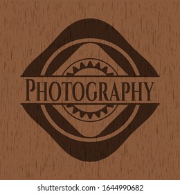 Photography wood icon or emblem. Vector Illustration.