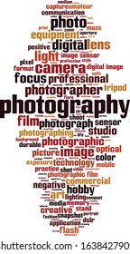 Photography word cloud concept. Collage made of words about photography. Vector illustration 
