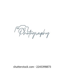 photography wordmark logo with minimalist camera icon