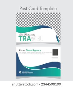 photograpy travel post card design template, travel agency advertisting post card design template.