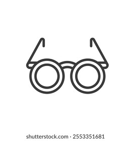 Gafas fotométricas, icono en diseño de línea. Fotométrico, gafas, gafas, lentes, óptico, sensible a la luz, fotocromático sobre Vector de fondo blanco. Icono de trazo editable de gafas fotométricas