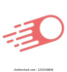 Photon flight halftone dotted icon. Halftone array contains round pixels. Vector illustration of photon flight icon on a white background.