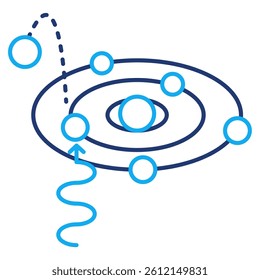 Photon icon represented by photon, atom Dual Line style.