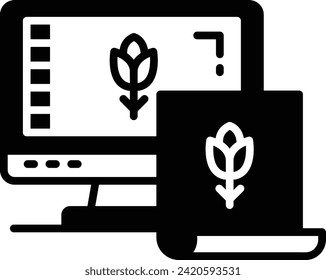 Photo-Paint Editor concept, bitmap-image editing and Printing software vector icon design, Web design and Development symbol, user interface or graphic sign, website engineering stock illustration