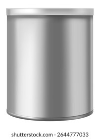 Renderização 3D foto-realista de uma lata metálica genérica fechada pode armazenar alimentos ou tinta, isolada em fundo branco com traçado de recorte incluído