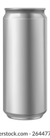 Photorealistic aluminum can resting on a white background, ideal for highlighting various designs and branding concepts. Perfectly suited for product mockups and marketing materials
