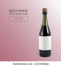 Photorealistic bottle of red sparkling wine on a transparent background. This wine bottle can be placed on any background.